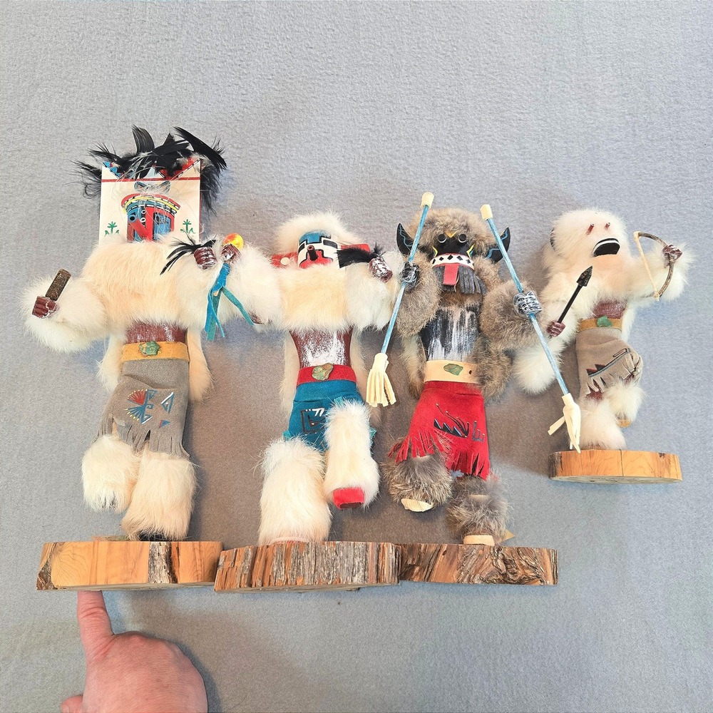 Native American Kachina Dolls Set of 4 Yazzie Vandever Multicolor Handcrafted